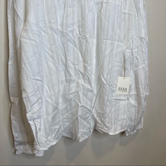 A.N.A. White Long Sleeve Basic Blouse NWT Sheer Striped - Picture 2 of 8